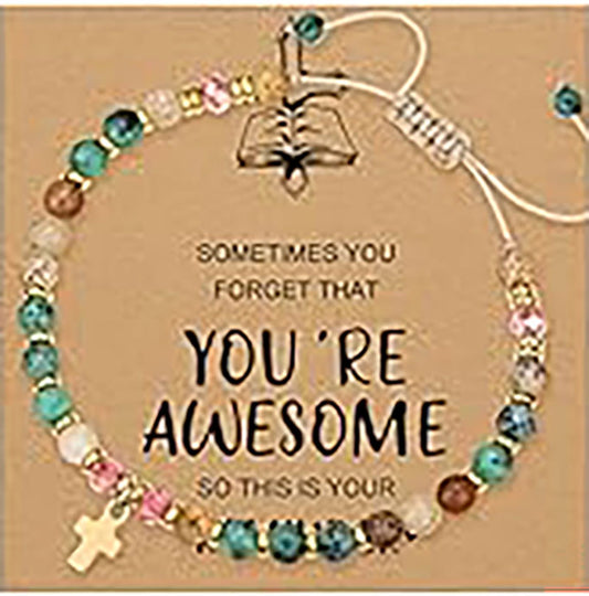 Inspirational Handmade Bead Cross Bracelet