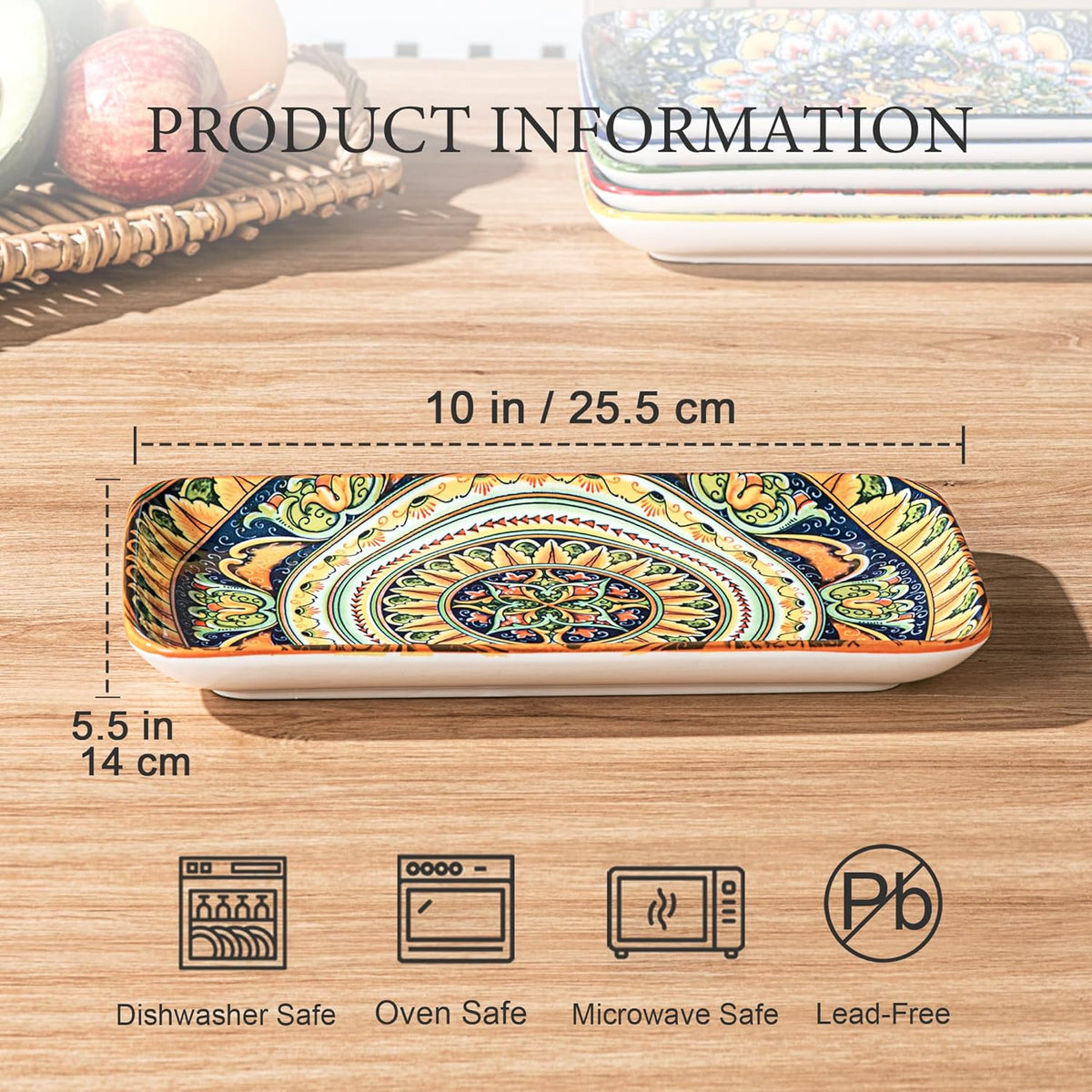 Porcelain Rectangular Plates (10.5 inch)
