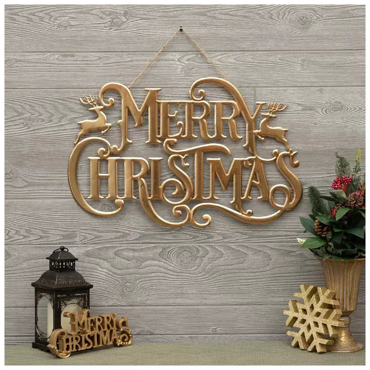 Gold Merry Christmas Sign