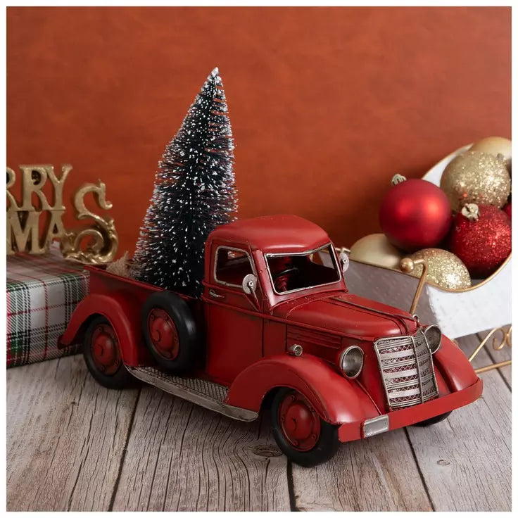Red Vintage Christmas Truck & Tree