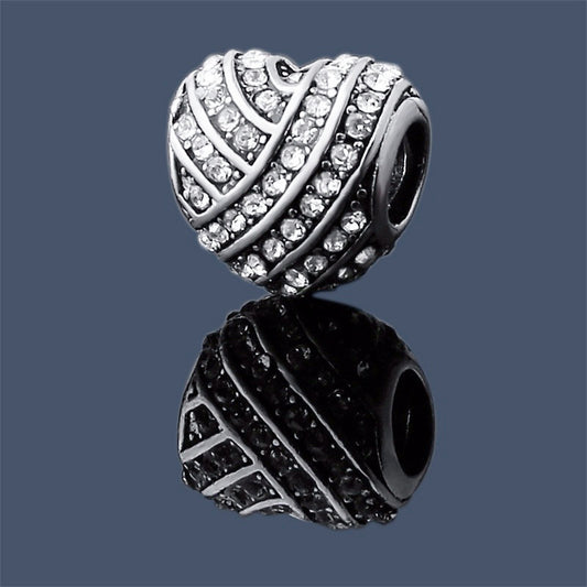 Cubic Zirconia Crystal Heart Charm Bead
