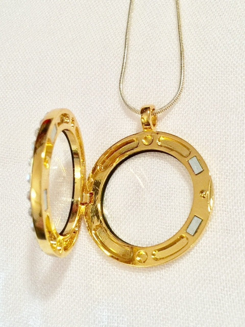 Gold Floating Charm Locket Necklace