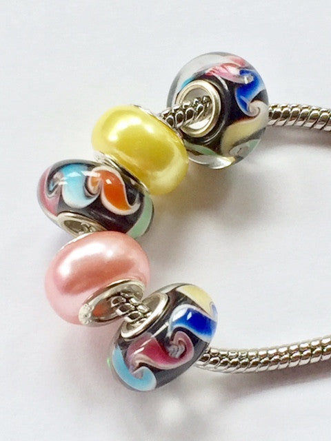 Murano Glass Swirl Charm Bead