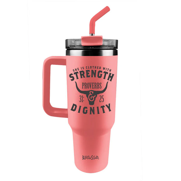 Strength & Dignity 40 oz. Mug with Handle & Straw