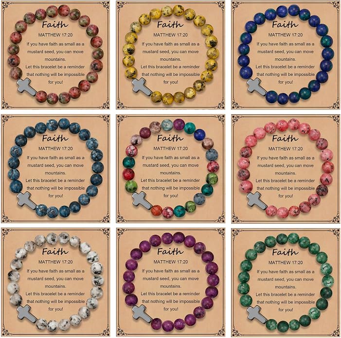 Stone Bead Cross Bracelet
