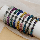Stone Bead Cross Bracelet