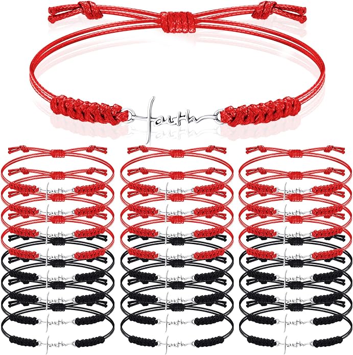 Adjustable Faith Rope Bracelets (red or black)
