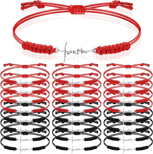 Adjustable Faith Rope Bracelets (red or black)