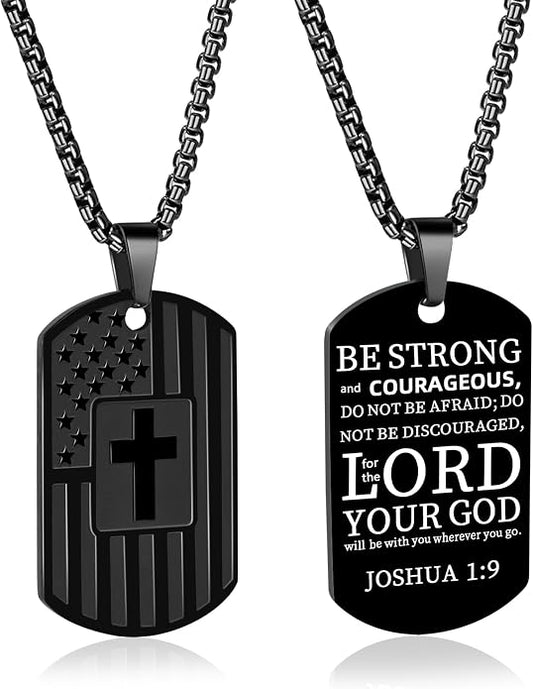 Be Strong Joshua 1:9 Dog Tag Necklace