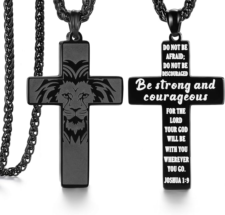 Be Strong and Courageous Cross Necklace