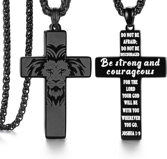 Be Strong and Courageous Cross Necklace