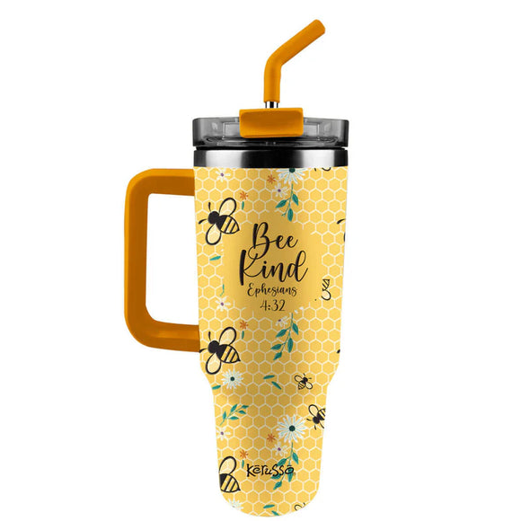 Bee Kind 40 oz Mug with Handle & Straw