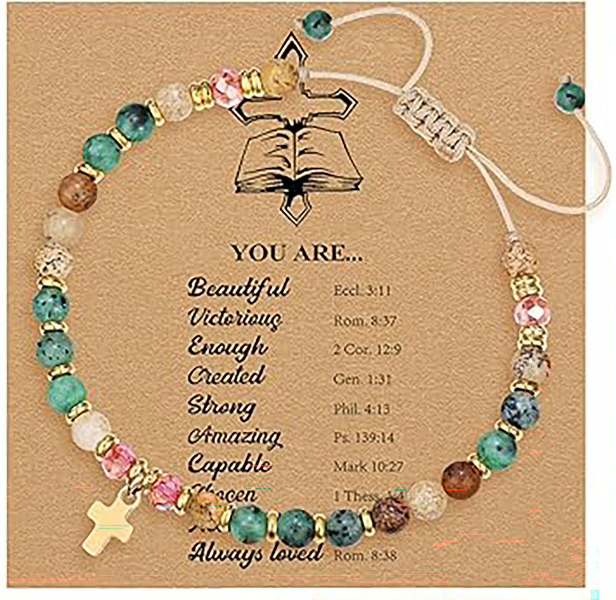 Inspirational Handmade Bead Cross Bracelet