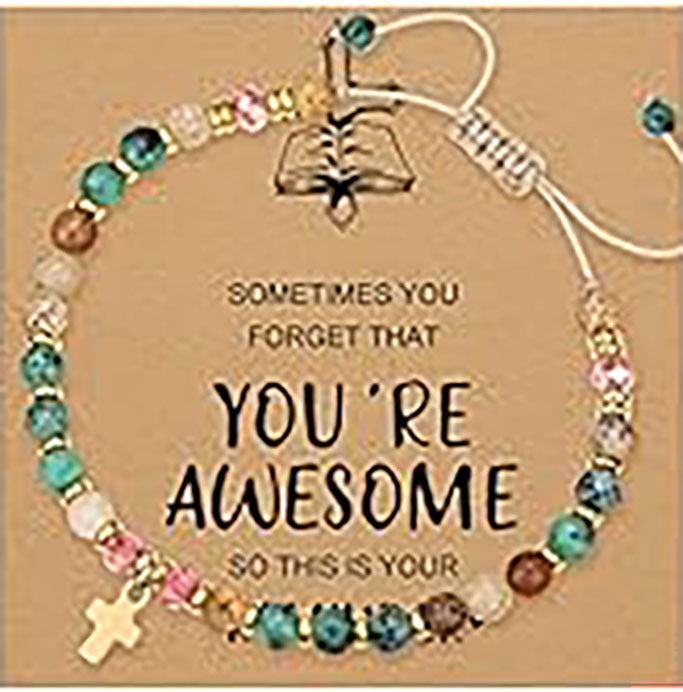 Inspirational Handmade Bead Cross Bracelet