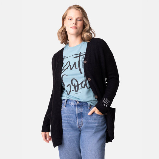 Faith Over Fear Sweater Knit Cardigan (Size XL)