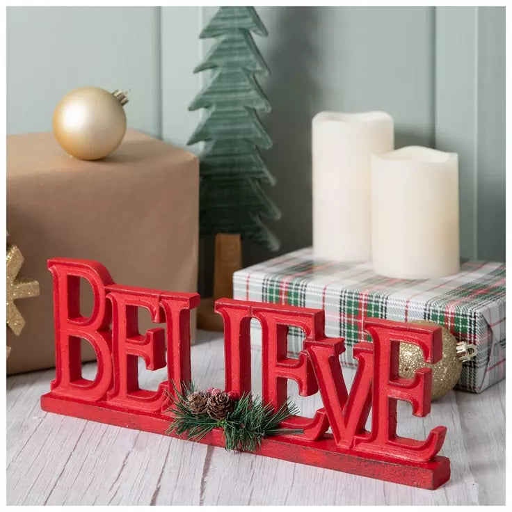 Red BELIEVE Decor