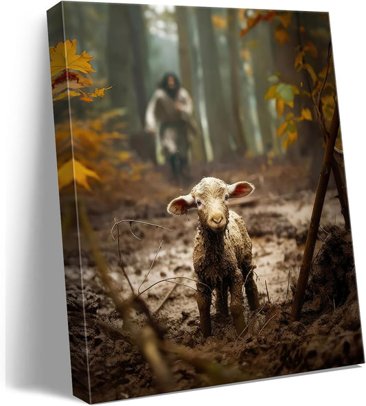 Jesus and the Lost Lamb Canvas Wall Art