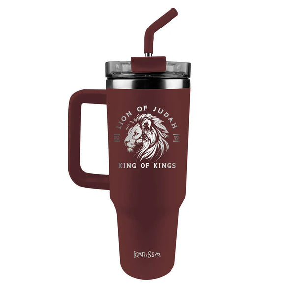 Lion Of Judah 40 oz Mug with Handle & Straw