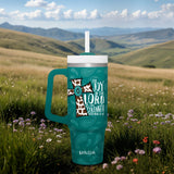 Cowhide Cross 30 oz Mug with Handle and Straw