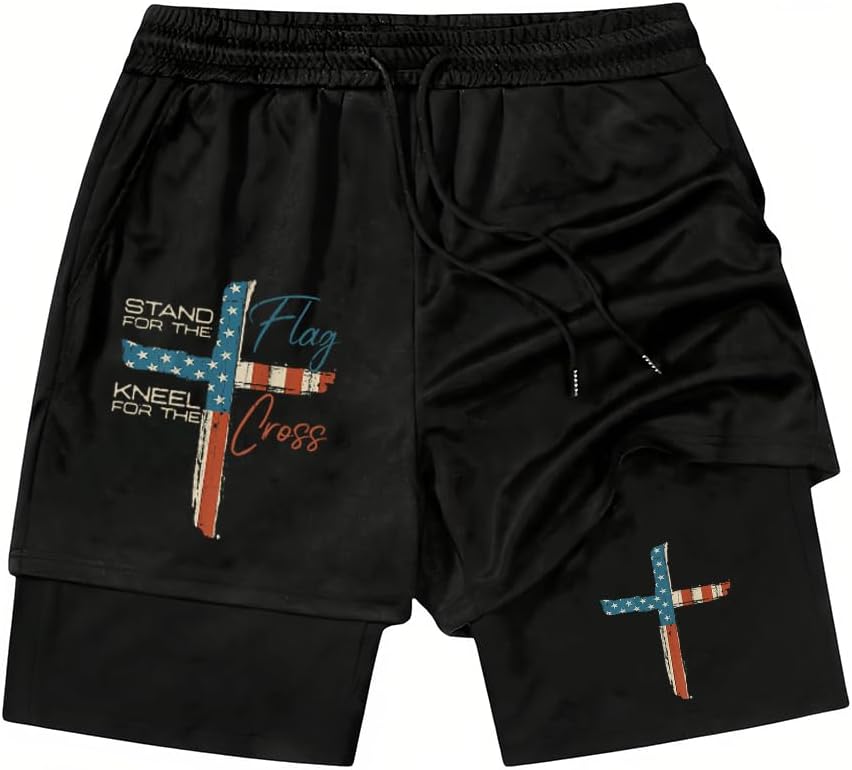 Flag Cross Graphic Shorts