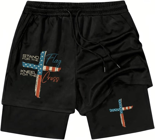 Flag Cross Graphic Shorts