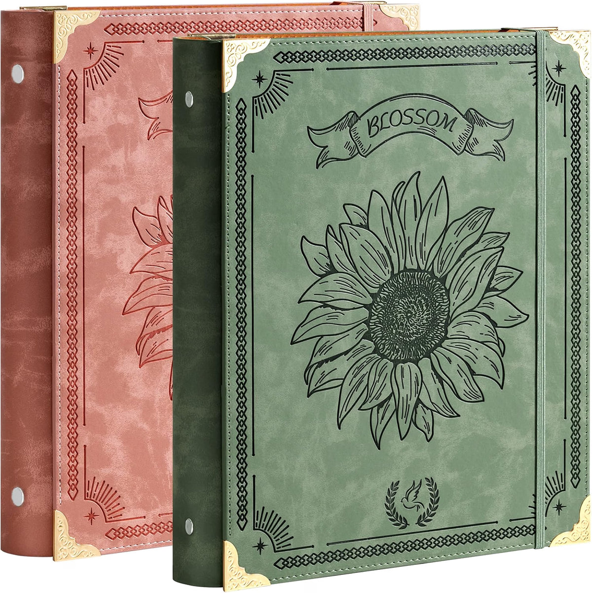 Sunflower Leather 3-Ring Binder (Pink or Green)
