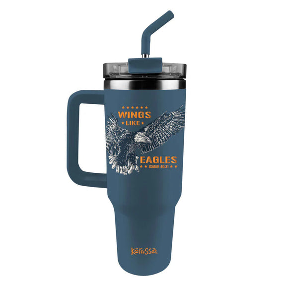 Wings Like Eagles 40 oz Mug with Handle & Straw