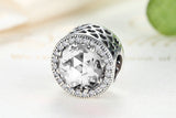Clear .925 Sterling Silver Crystal Round Charm Bead