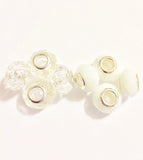 White and Clear Lampwork Murano Glass beads for European Charm Bracelet