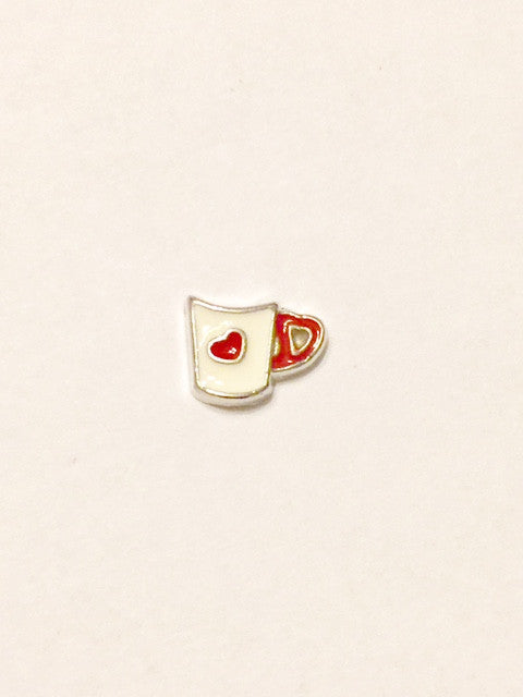 Coffee Cup Charm (white/red)
