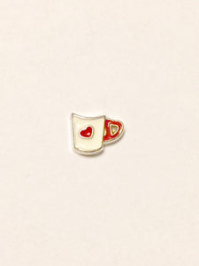 Coffee Cup Charm (white/red)