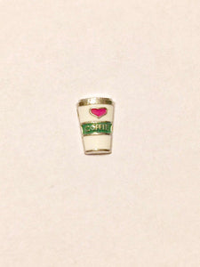 Coffee Cup Charm (green/white)