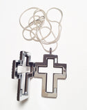 Crystal Cross Floating Charm Locket Necklace