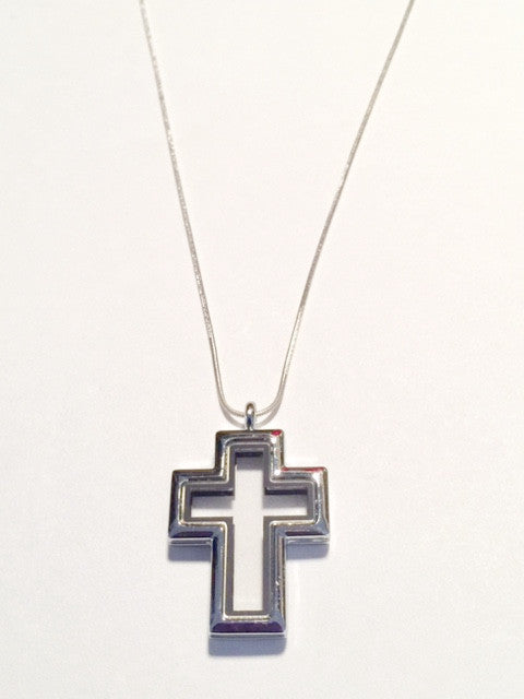 Cross Floating Charm Locket Necklace