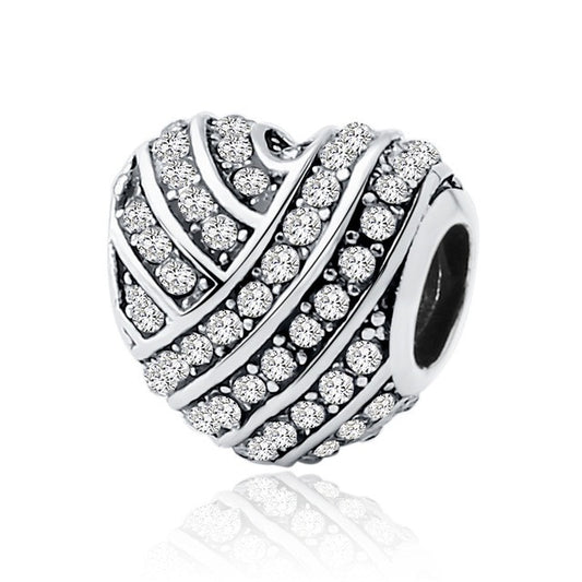 Cubic Zirconia Crystal Heart Charm Bead