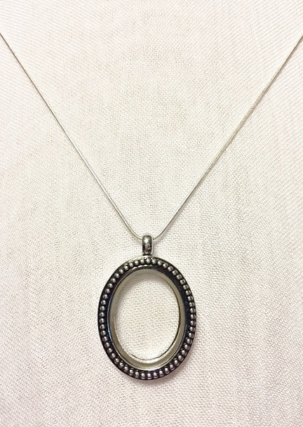 Antique Ellipse Floating Charm Locket Necklace