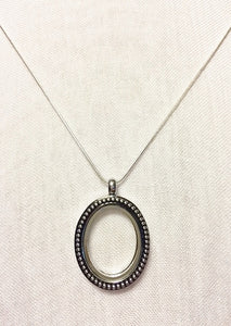 Antique Ellipse Floating Charm Locket Necklace