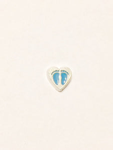 Footprints Heart Charm (blue)