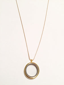Gold Round Floating Charm Locket Necklace