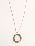 Gold Round Floating Charm Locket Necklace