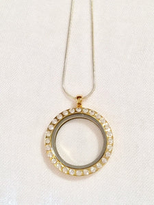Gold Floating Charm Locket Necklace