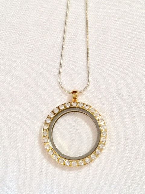 Gold Floating Charm Locket Necklace