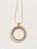 Gold Floating Charm Locket Necklace