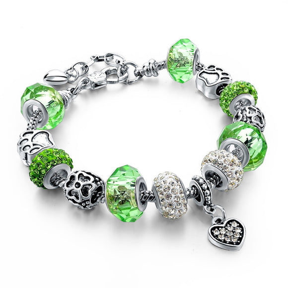 Green & Silver Charm Bracelet