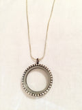 Gun Metal Black Round Floating Charm Locket Necklace