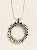 Gun Metal Black Round Floating Charm Locket Necklace