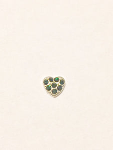 Green Rhinestones Heart Charm