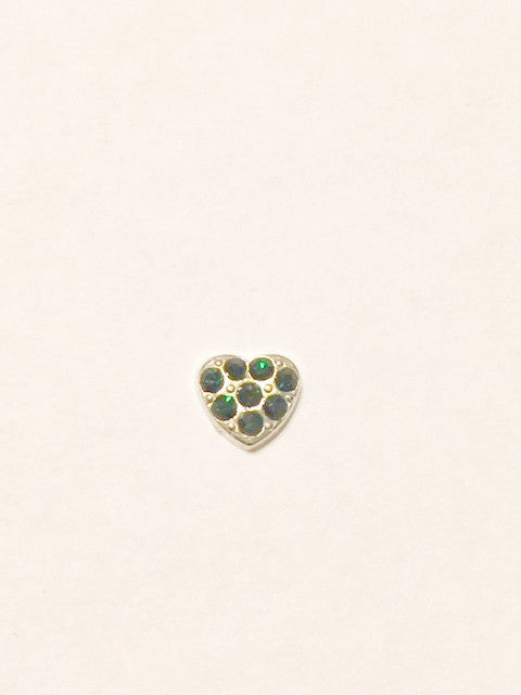 Green Rhinestones Heart Charm