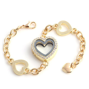 4 Heart Gold Locket Bracelet