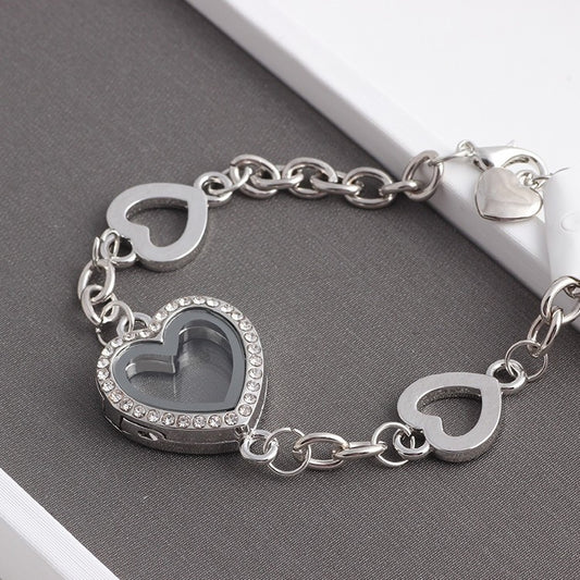 4 Heart Silver Locket Bracelet